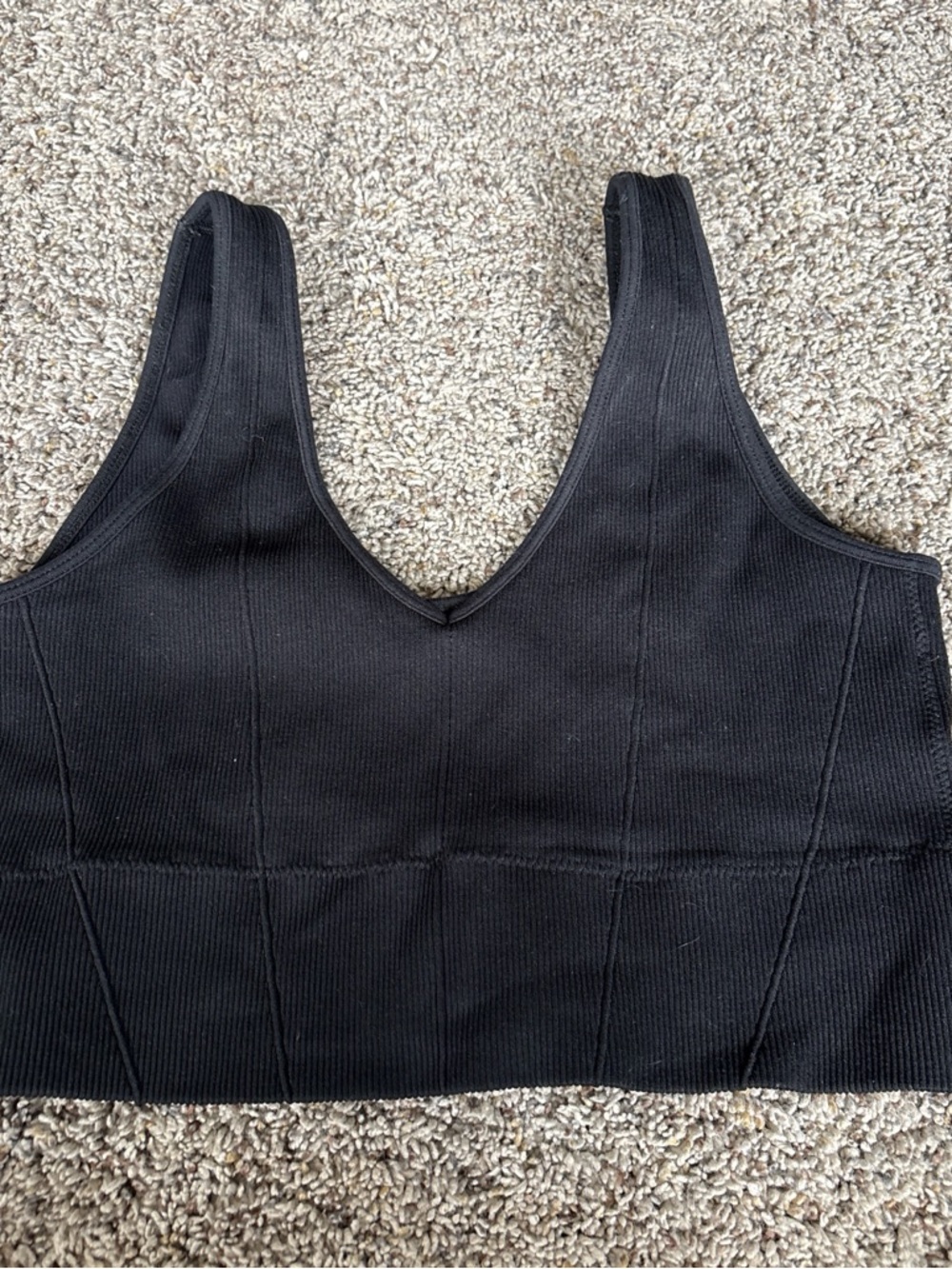 Gilly Hicks Black Ribbed V-Neck Sports Bra